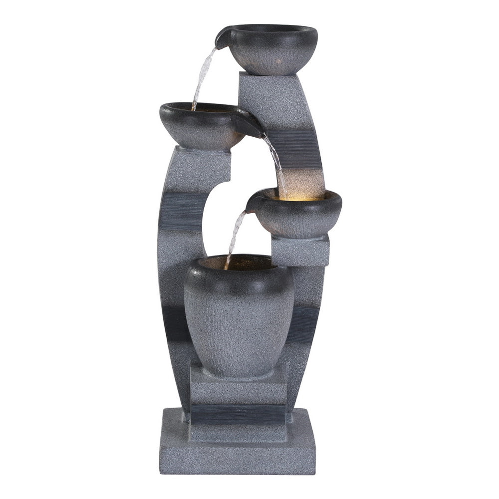 Gardeon Solar Fountain Water Feature Outdoor Fountain Indoor 4-Tier Bowl Cascading Grey