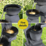 Gardeon Solar Fountain Water Feature Outdoor Fountain Indoor 3-Tier Bowl Cascading Grey