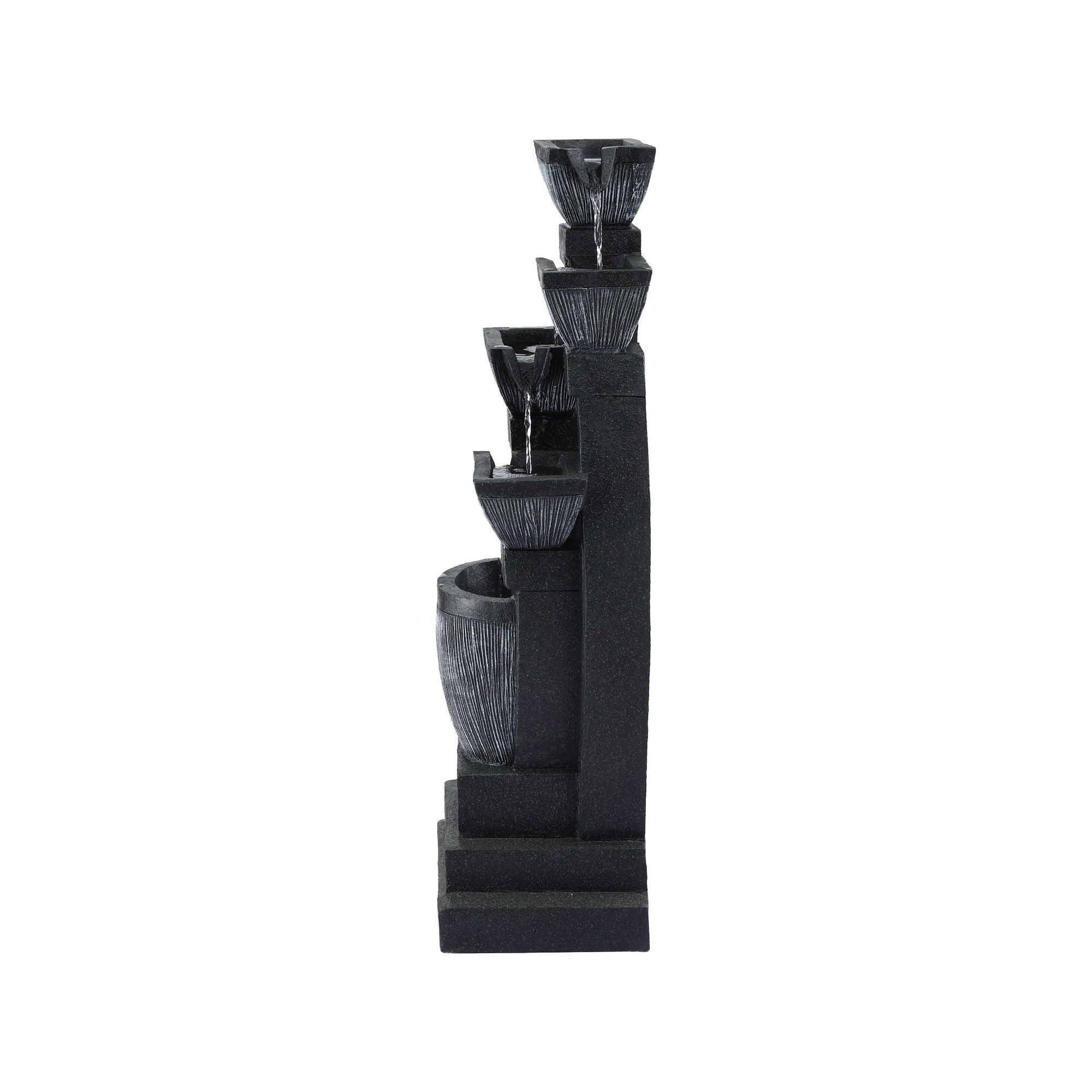 Gardeon Solar Fountain Water Feature Outdoor Fountain Indoor 5-Tier Bowl Cascading Grey