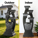 Fountains & Ponds: Gardeon Solar Fountain Water Feature Outdoor Fountain Indoor 5-Tier Bowl Cascading Grey