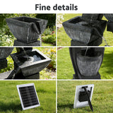 Fountains & Ponds: Gardeon Solar Fountain Water Feature Outdoor Fountain Indoor 5-Tier Bowl Cascading Grey