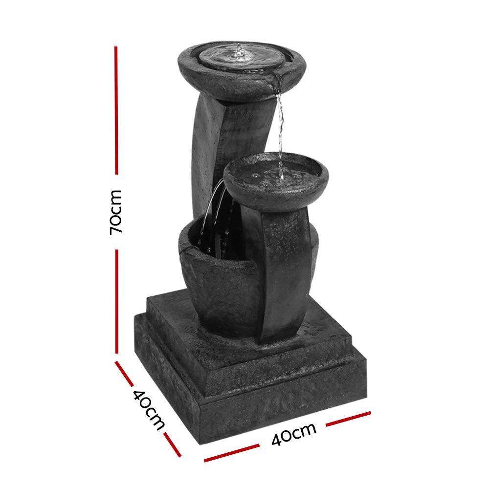 Fountain & Ponds Accessories: Gardeon Solar Water Feature Cascading Fountain 3-Tier Mushroom LED Light 70CM