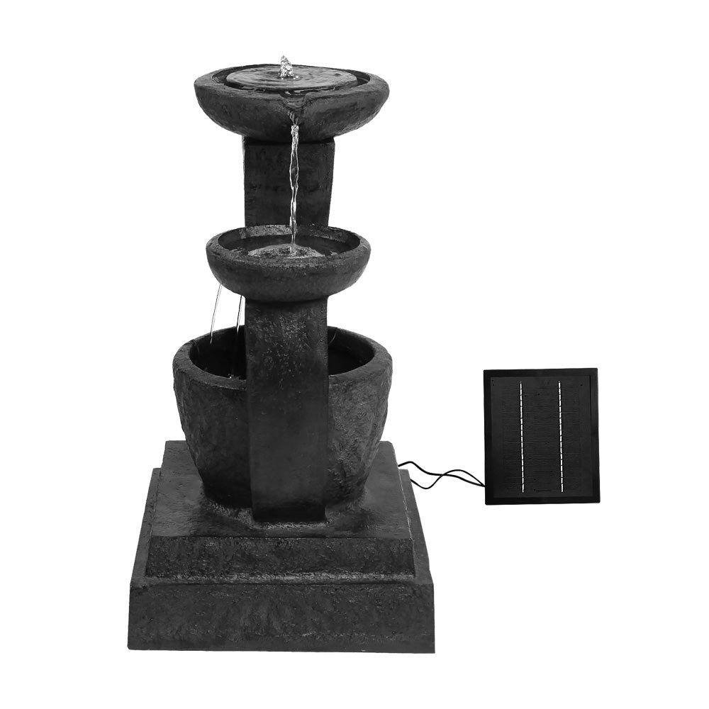 Fountain & Ponds Accessories: Gardeon Solar Water Feature Cascading Fountain 3-Tier Mushroom LED Light 70CM