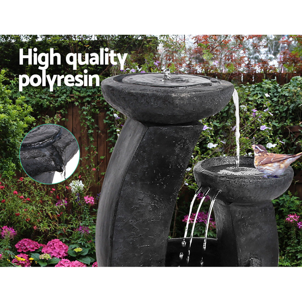 Fountain & Ponds Accessories: Gardeon Solar Water Feature Cascading Fountain 3-Tier Mushroom LED Light 70CM