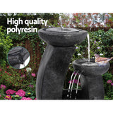 Gardeon Solar Water Feature Cascading Fountain 3-Tier Mushroom LED Light 70CM