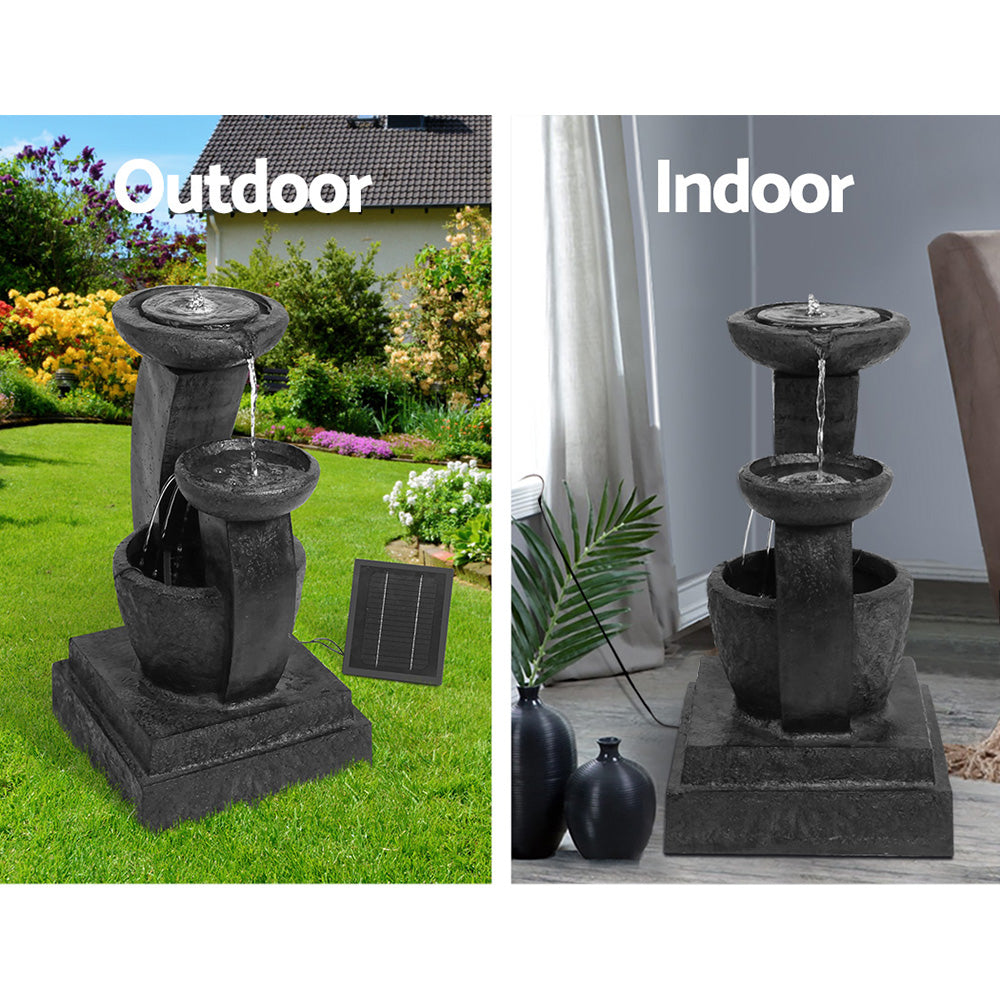 Fountain & Ponds Accessories: Gardeon Solar Water Feature Cascading Fountain 3-Tier Mushroom LED Light 70CM