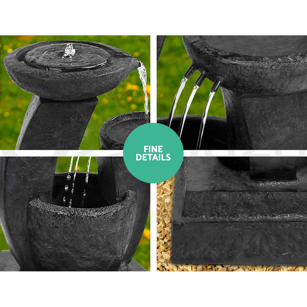 Fountain & Ponds Accessories: Gardeon Solar Water Feature Cascading Fountain 3-Tier Mushroom LED Light 70CM