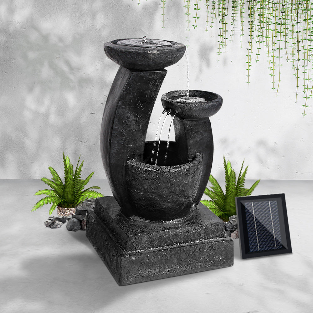 Fountain & Ponds Accessories: Gardeon Solar Water Feature Cascading Fountain 3-Tier Mushroom LED Light 70CM