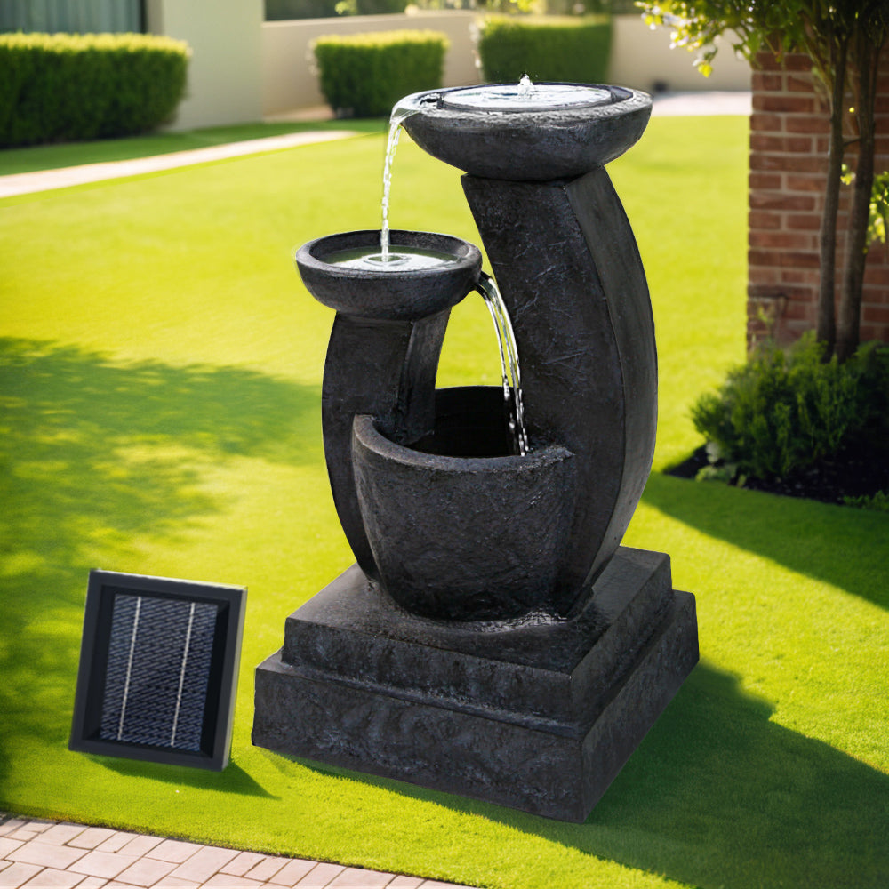 Fountain & Ponds Accessories: Gardeon Solar Water Feature Cascading Fountain 3-Tier Mushroom LED Light 70CM