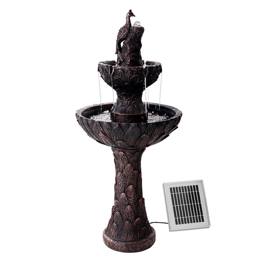 Fountain & Ponds Accessories: Gardeon Solar Water Feature Tier Fountain with Pump Kit Bird Bath 106CM Peacock