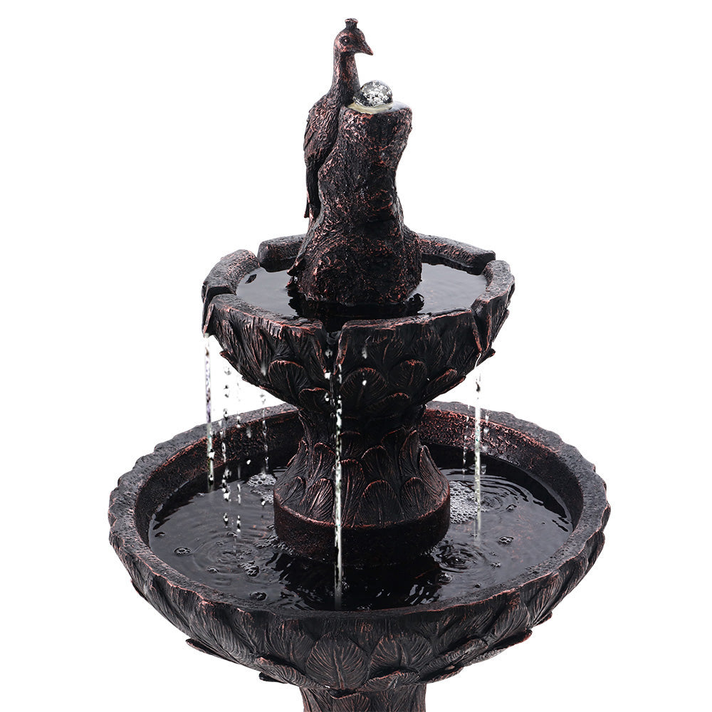 Fountain & Ponds Accessories: Gardeon Solar Water Feature Tier Fountain with Pump Kit Bird Bath 106CM Peacock