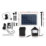 Fountain & Ponds Accessories: Gardeon Solar Pond Pump Submersible Water Fountain with Battery Kit LED Lights 6.6FT