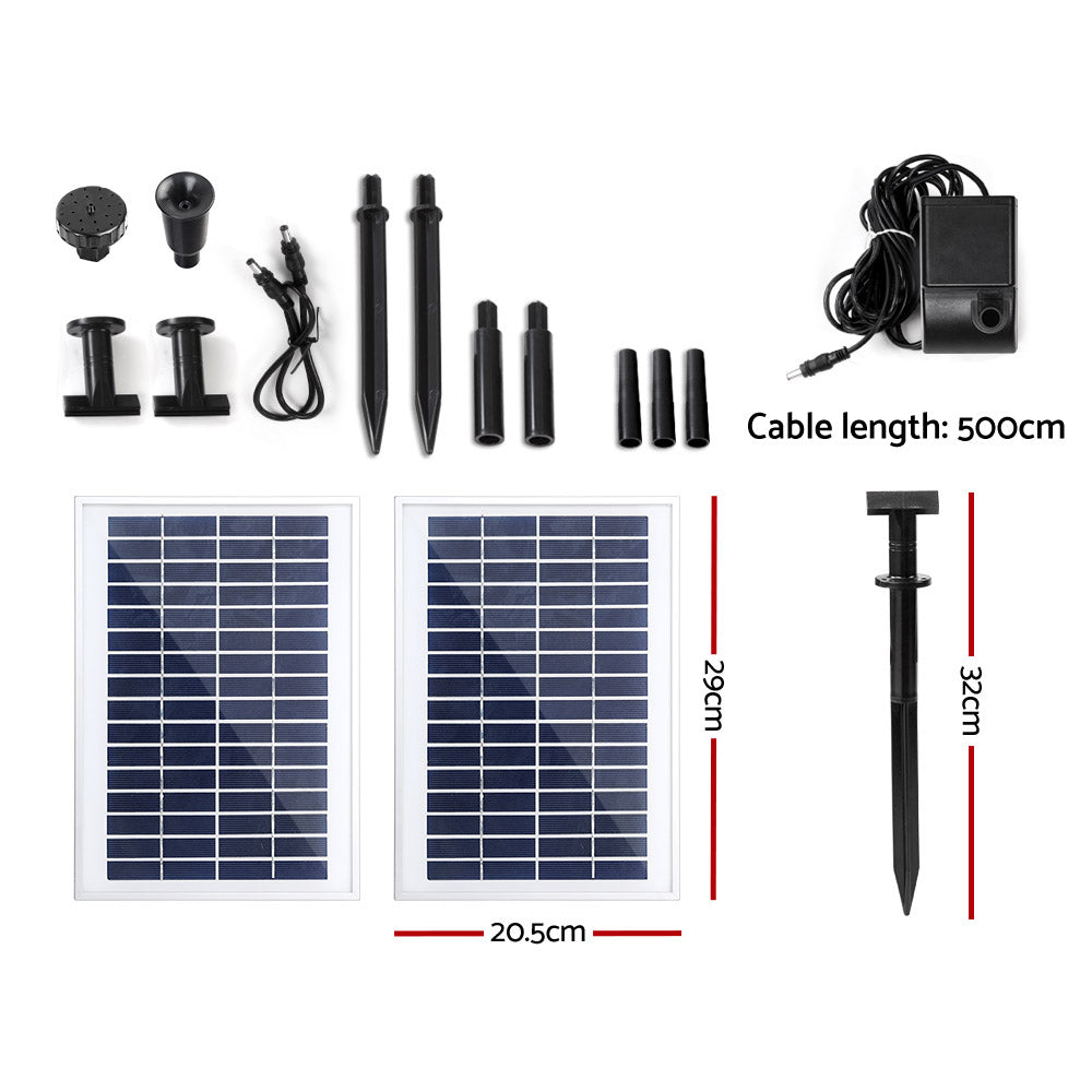 Fountain & Ponds Accessories: Gardeon Solar Pond Pump Submersible Water Fountain Kit with 2 Panels 7.2FT