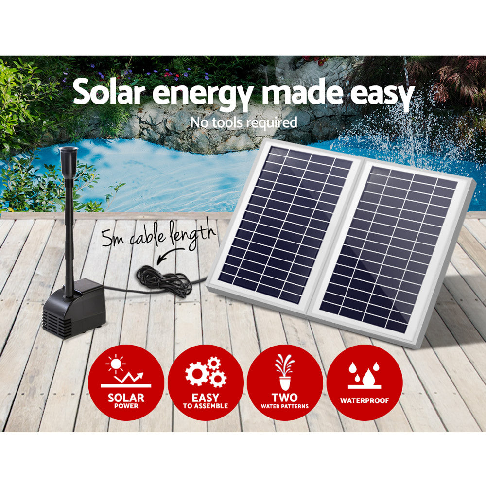 Fountain & Ponds Accessories: Gardeon Solar Pond Pump Submersible Water Fountain Kit with 2 Panels 7.2FT
