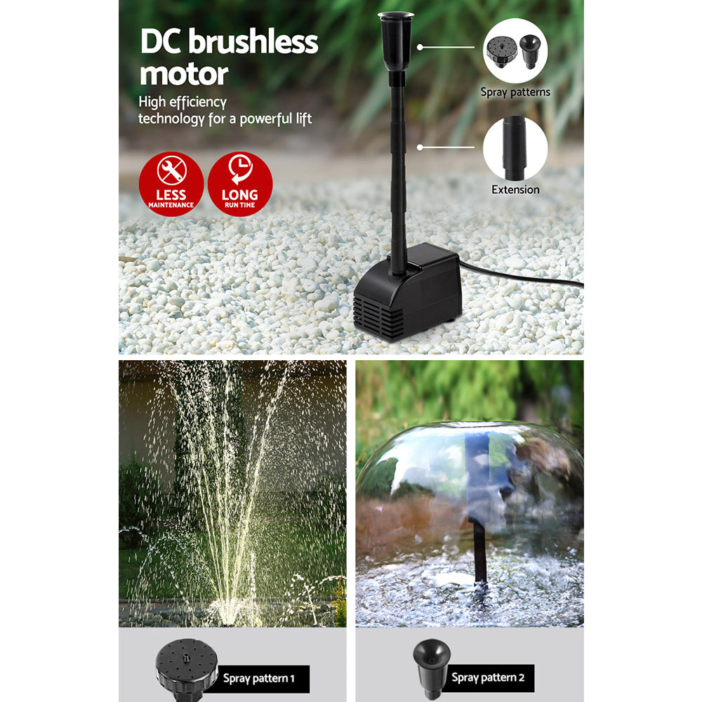 Fountain & Ponds Accessories: Gardeon Solar Pond Pump Submersible Water Fountain Kit with 2 Panels 7.2FT
