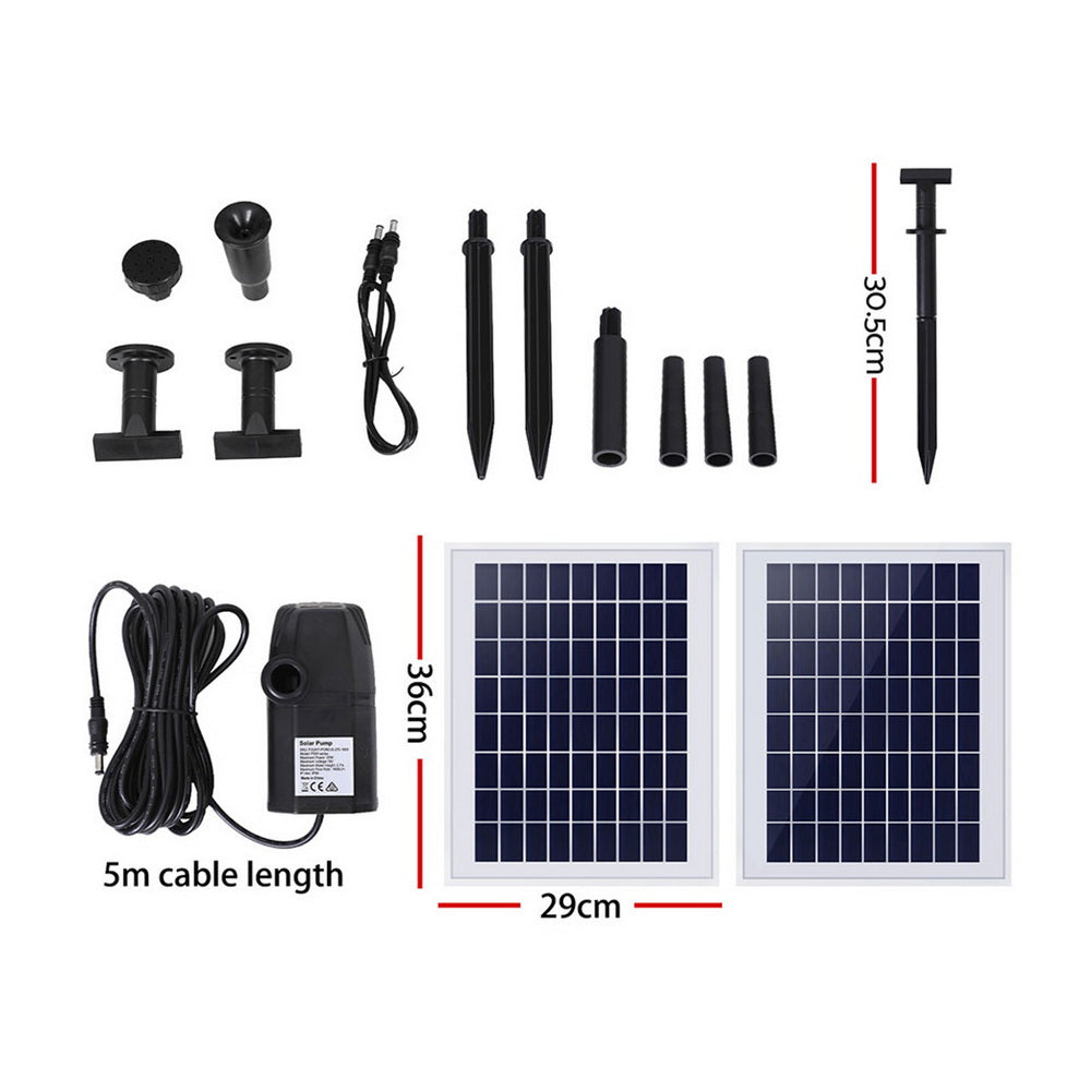 Pool Pumps: Gardeon Solar Pond Pump Submersible Water Fountain Kit with 2 Panels 1600L/H