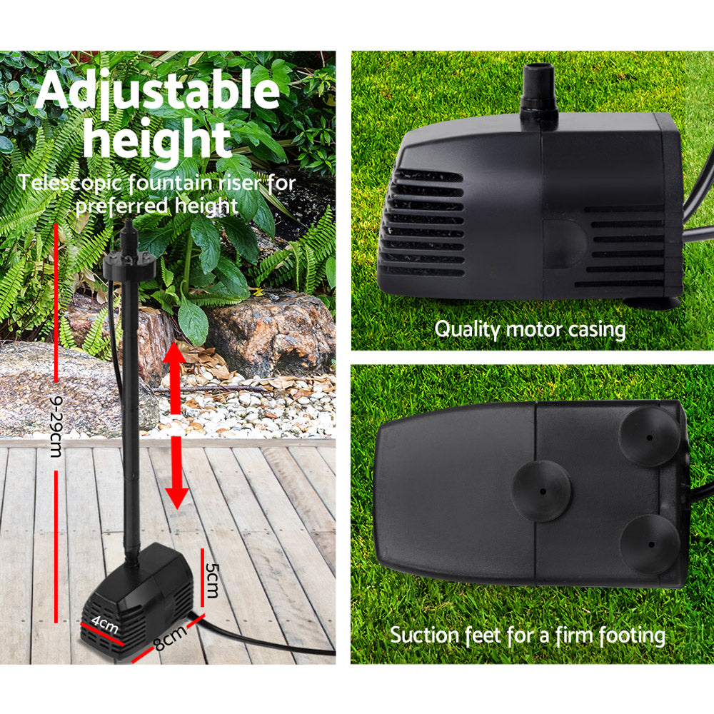 Fountain & Ponds Accessories: Gardeon Solar Pond Pump Submersible Water Fountain with Battery Kit LED Lights 4FT