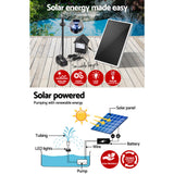 Fountain & Ponds Accessories: Gardeon Solar Pond Pump Submersible Water Fountain with Battery Kit LED Lights 4FT