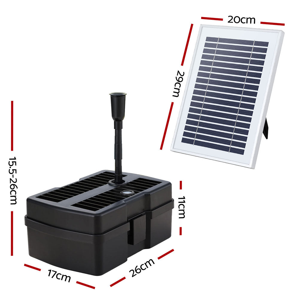 Fountains & Ponds: Gardeon Solar Submersible Water Pond Fountain Pump with Filter Box 4.6FT 470L/H