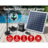 Fountain & Ponds Accessories: Gardeon Solar Pond Pump with Battery Kit LED Lights 9.8FT