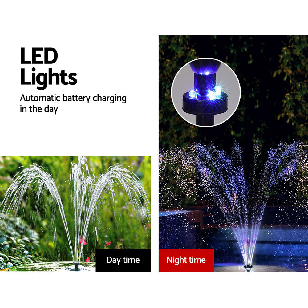 Fountain & Ponds Accessories: Gardeon Solar Pond Pump with Battery Kit LED Lights 9.8FT