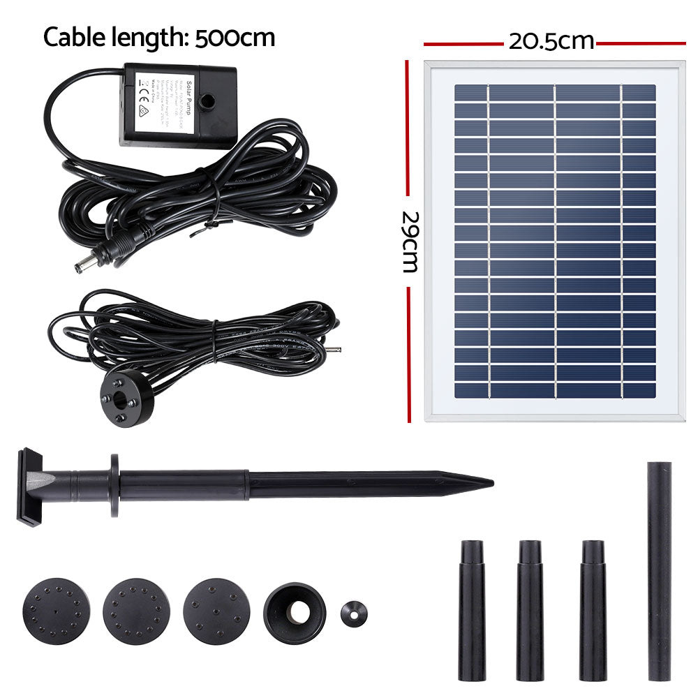 Fountain & Ponds Accessories: Gardeon Solar Pond Pump Submersible Water Fountain with Battery LED Lights 4.4FT