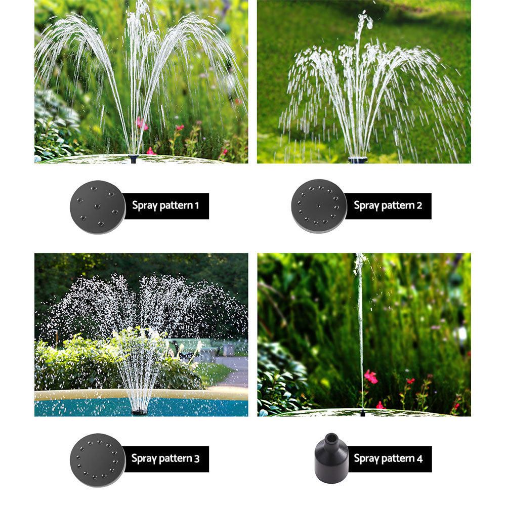 Fountain & Ponds Accessories: Gardeon Solar Pond Pump Submersible Water Fountain with Battery LED Lights 4.4FT