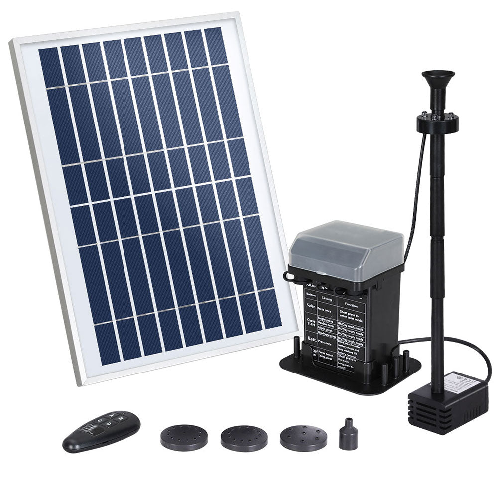 Fountain & Ponds Accessories: Gardeon Solar Pond Pump Submersible Fountain with Battery Kit LED Lights 5.2FT