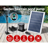 Fountain & Ponds Accessories: Gardeon Solar Pond Pump Submersible Fountain with Battery Kit LED Lights 5.2FT