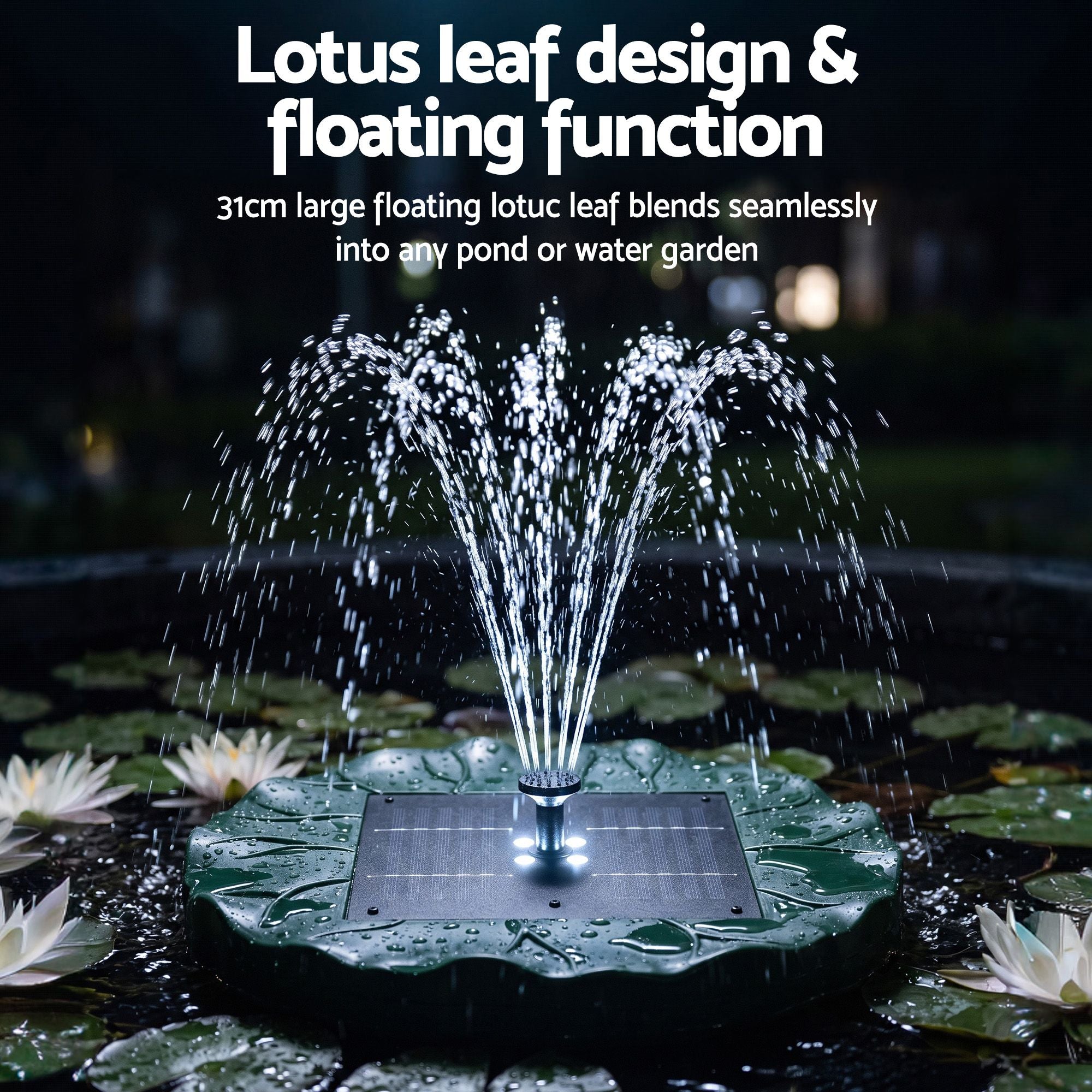 Gardeon Solar Fountain Pumps Bird Bath Floating Lotus Desig Water Feature 31cm
