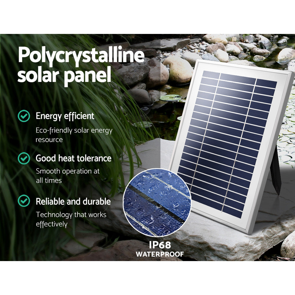 Fountain & Ponds Accessories: Gardeon Solar Pond Pump Submersible Water Fountain with Battery Kit LED Lights 4.3FT