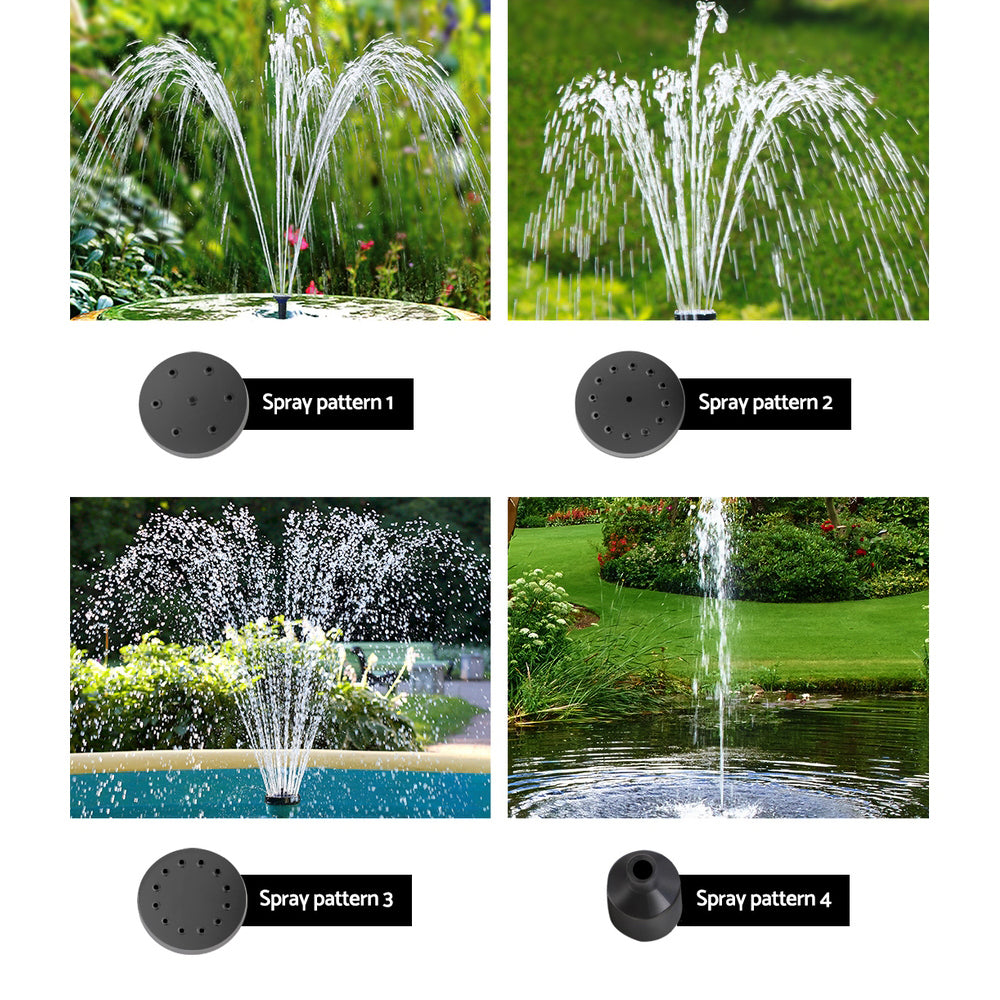 Fountain & Ponds Accessories: Gardeon Solar Pond Pump Submersible Water Fountain with Battery Kit LED Lights 4.3FT