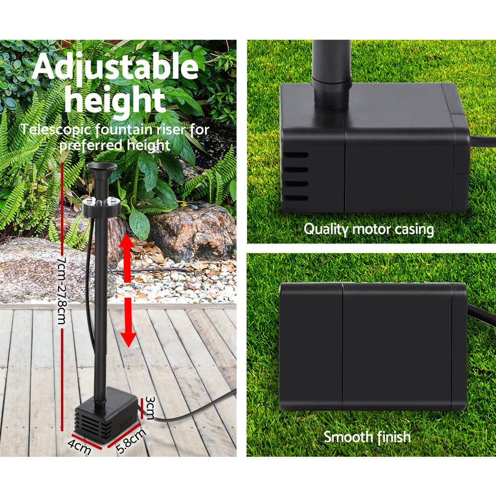 Fountain & Ponds Accessories: Gardeon Solar Pond Pump Submersible Water Fountain with Battery Kit LED Lights 4.3FT