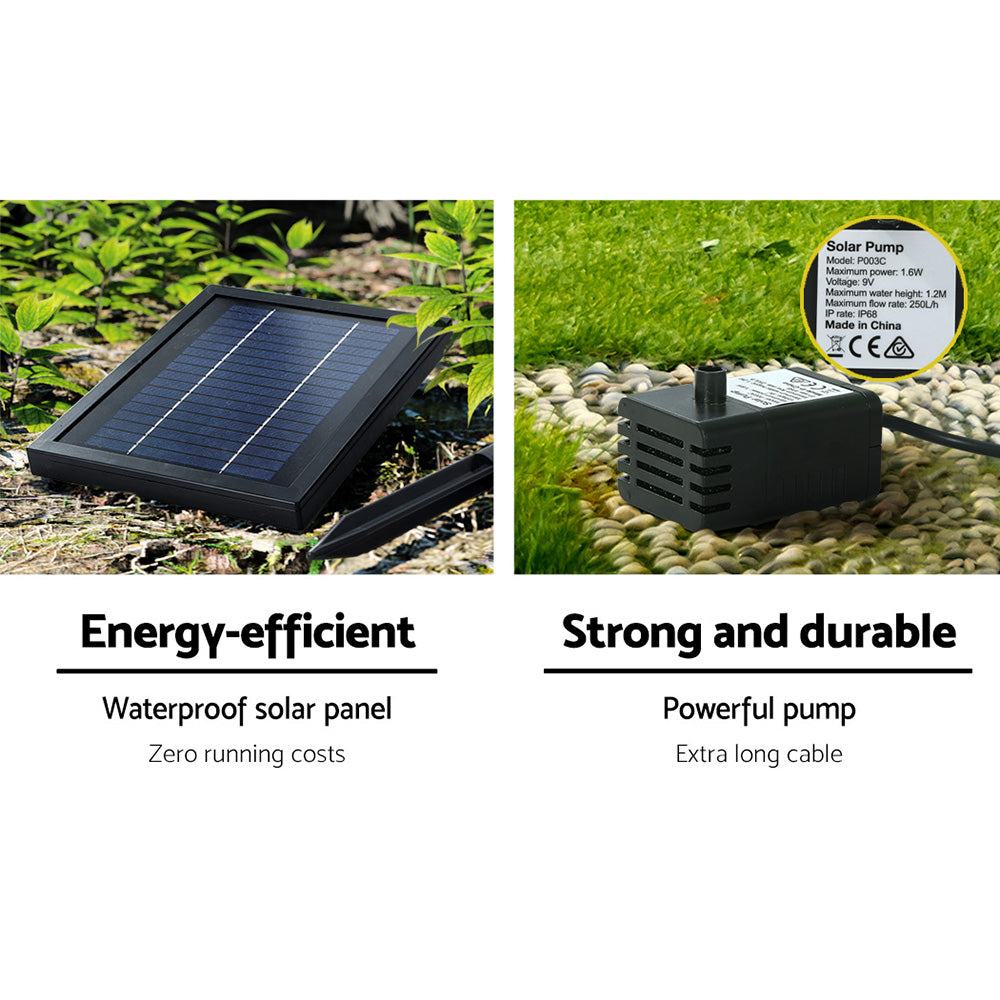 Fountain & Ponds Accessories: Gardeon Solar Water Feature Cascading Fountain 3-Tier Pot LED Lights 76CM Grey