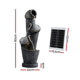Fountains & Ponds: Gardeon Solar Fountain Water Feature Cascading Fountain 3-Tier Pot LED Lights 80CM Grey