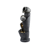 Fountains & Ponds: Gardeon Solar Fountain Water Feature Cascading Fountain 3-Tier Pot LED Lights 80CM Grey