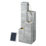 Gardeon Solar Fountain Water Feature Outdoor Indoor 4-Tier Square Cascading Beige