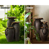 Gardeon Solar Fountain Water Fountain Feature Cascading Fountain LED Lights 76CM Grey