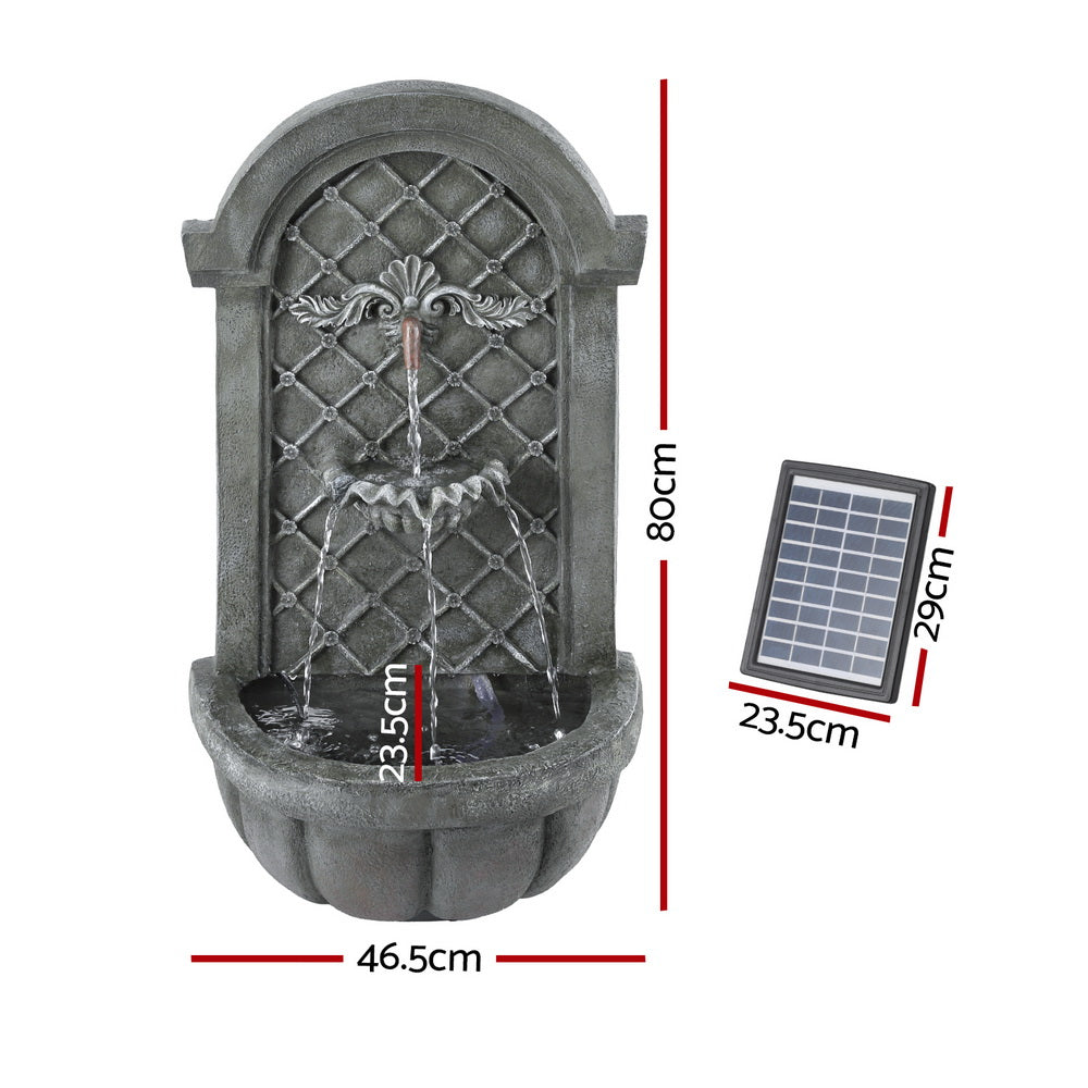 Fountain & Ponds Accessories: Gardeon Solar Fountain Water Feature Wall Mount Garden Fountains 80CM Grey