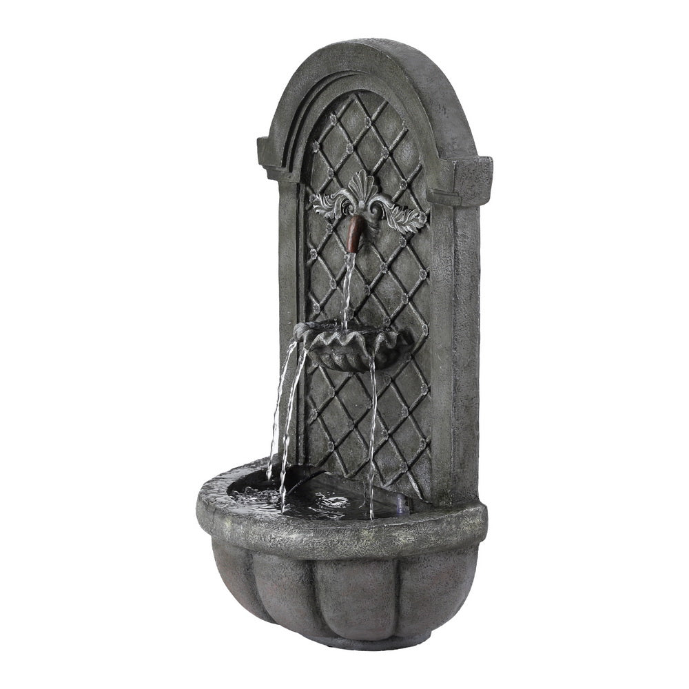 Fountain & Ponds Accessories: Gardeon Solar Fountain Water Feature Wall Mount Garden Fountains 80CM Grey