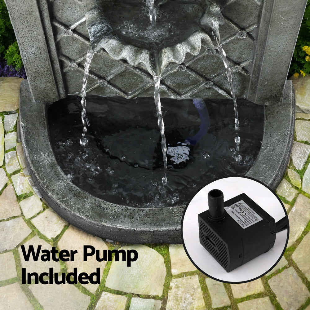 Fountain & Ponds Accessories: Gardeon Solar Fountain Water Feature Wall Mount Garden Fountains 80CM Grey