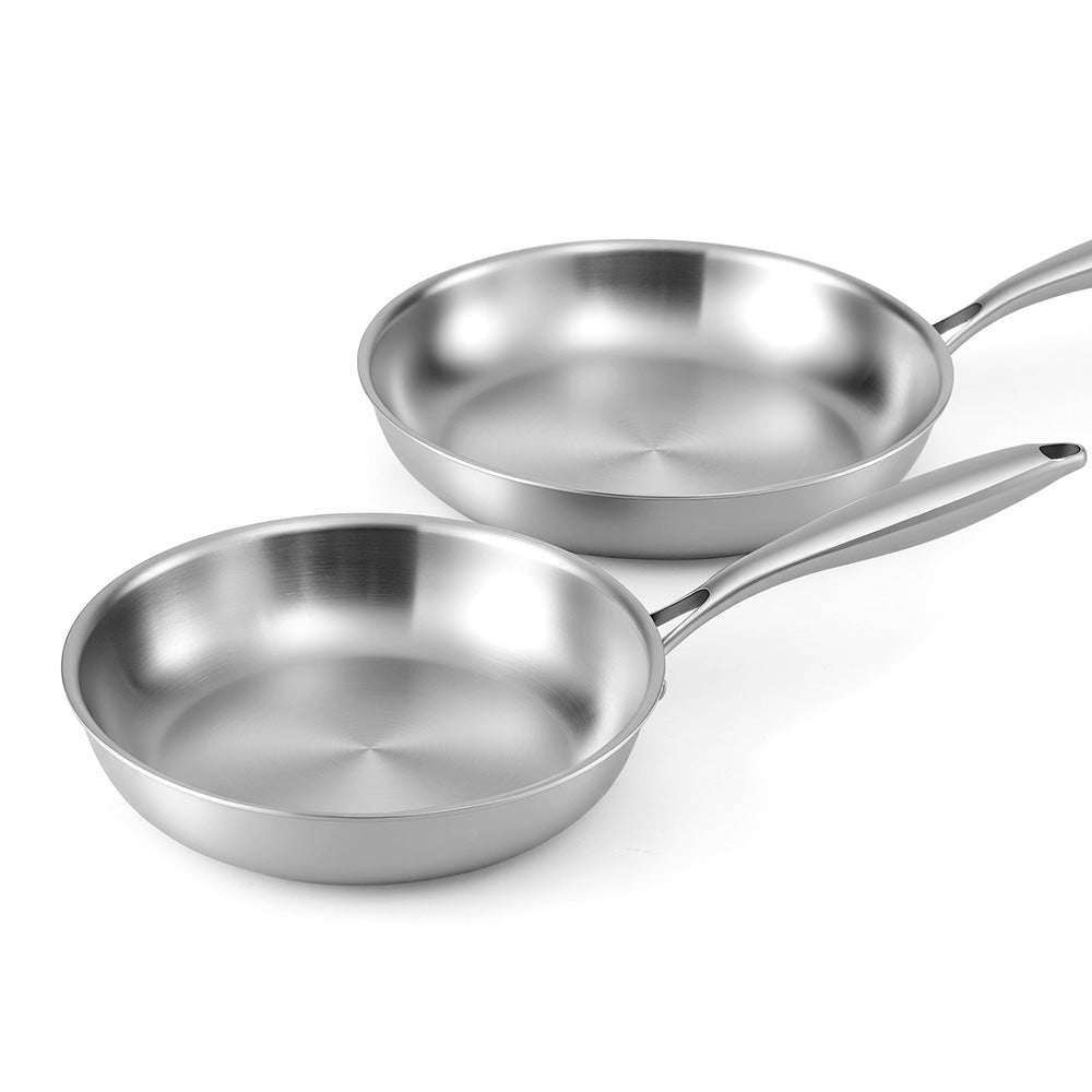 Skillets & Frying Pans: 5-star Chef Frying Pan Stainless Steel Uncoated Twin Frypan Set 25/30cm Silver