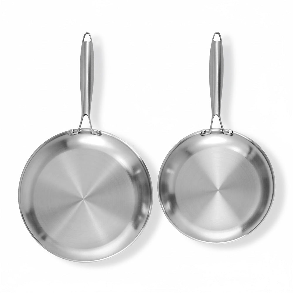 Skillets & Frying Pans: 5-star Chef Frying Pan Stainless Steel Uncoated Twin Frypan Set 25/30cm Silver