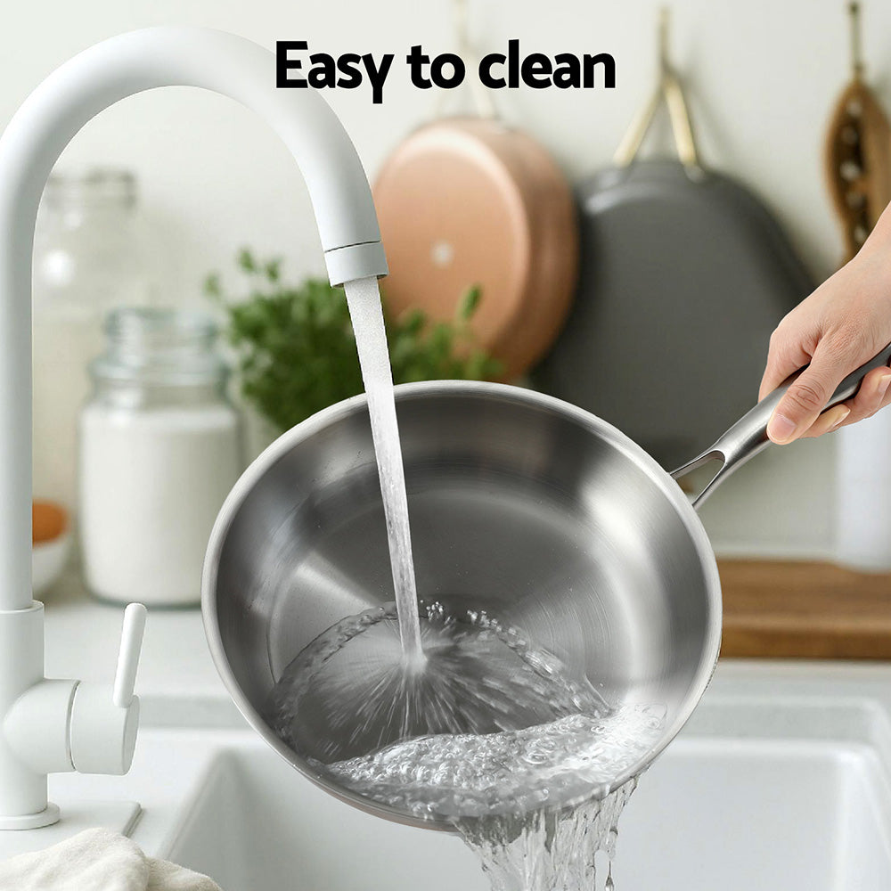 Skillets & Frying Pans: 5-star Chef Frying Pan Stainless Steel Uncoated Twin Frypan Set 25/30cm Silver