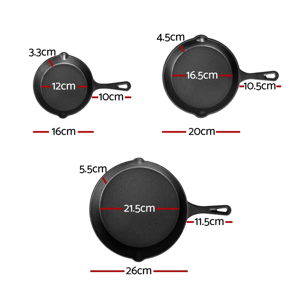 Skillets & Frying Pans: 5-star chef Non Stick Frying Pan Cast Iron 3PCS