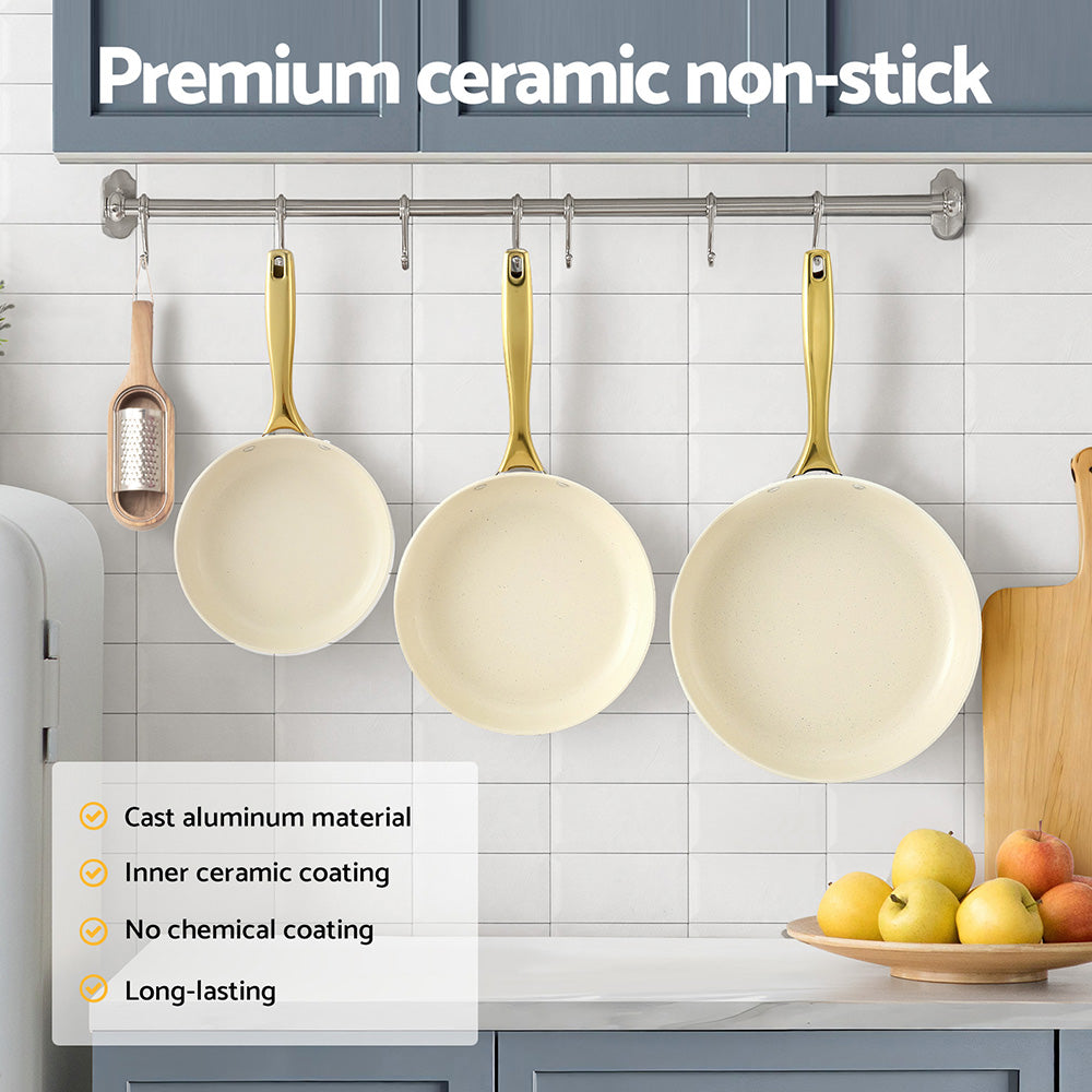 Skillets & Frying Pans: 5-star Chef Frying Pan 3PCS Shades Frypan Set Ceramic Coating Multi Colour