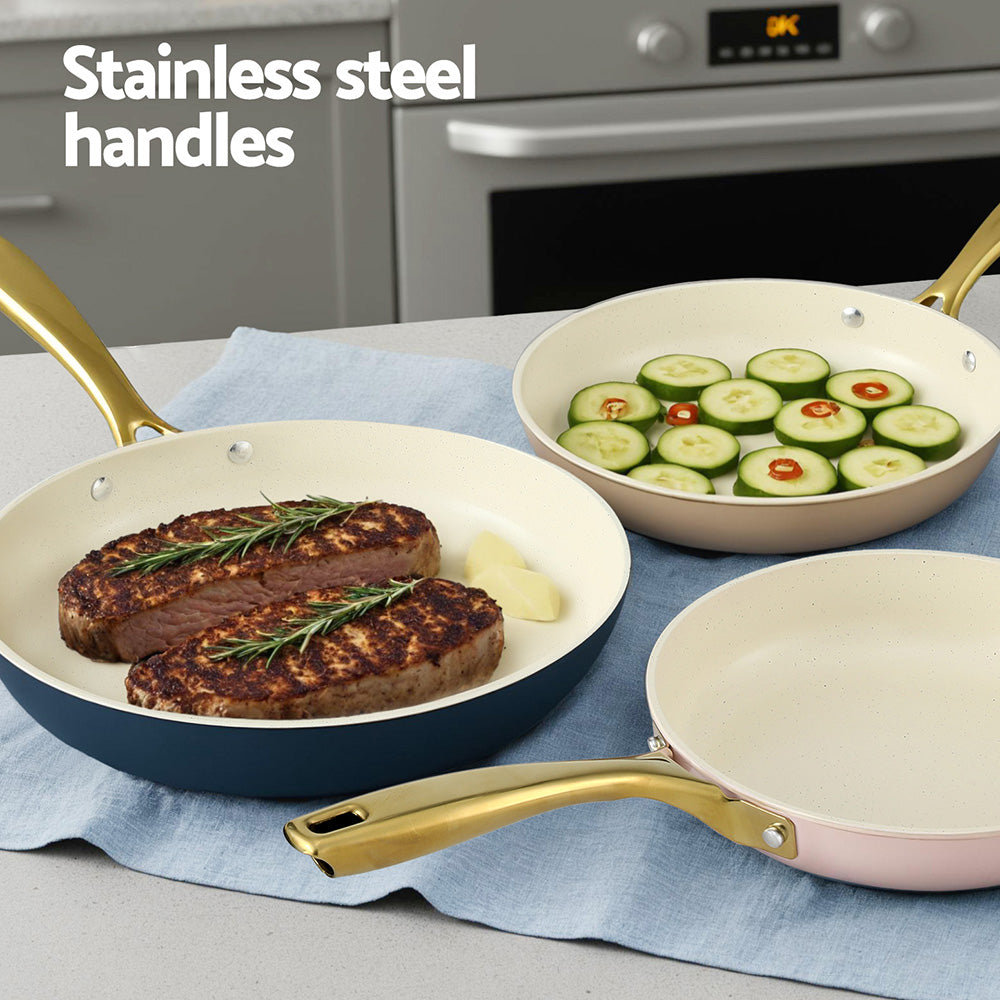 Skillets & Frying Pans: 5-star Chef Frying Pan 3PCS Shades Frypan Set Ceramic Coating Multi Colour