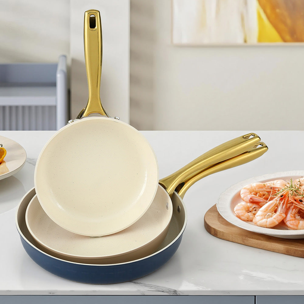 Skillets & Frying Pans: 5-star Chef Frying Pan 3PCS Shades Frypan Set Ceramic Coating Multi Colour