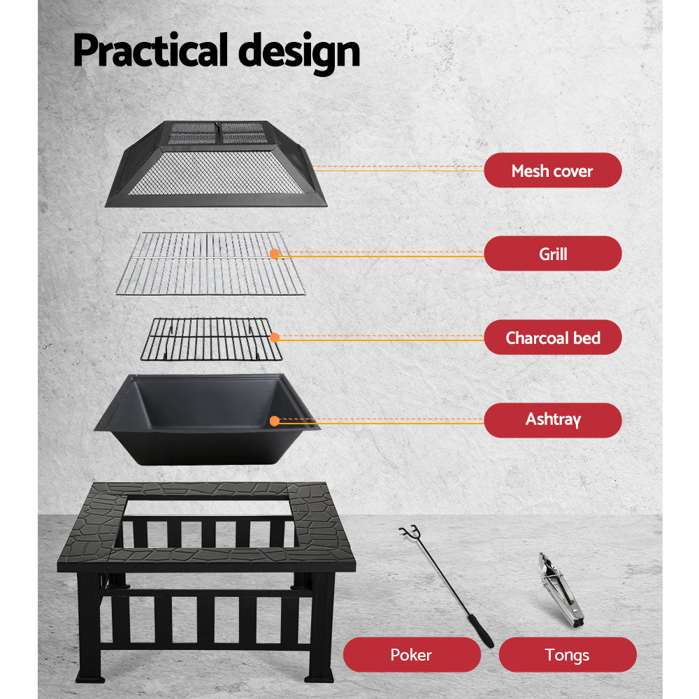 BBQ Tools: Grillz Fire Pit BBQ Grill 2-In-1 Table
