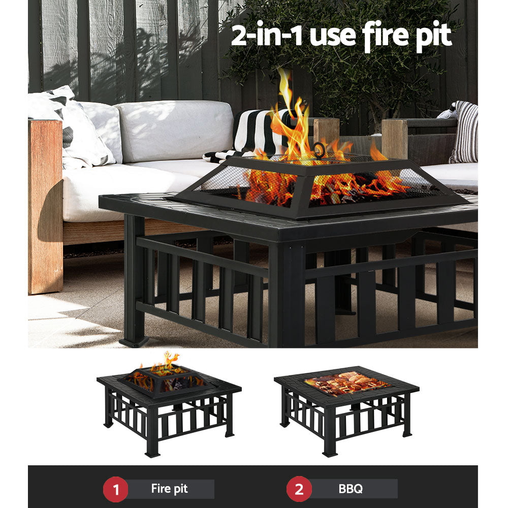 BBQ Tools: Grillz Fire Pit BBQ Grill 2-In-1 Table
